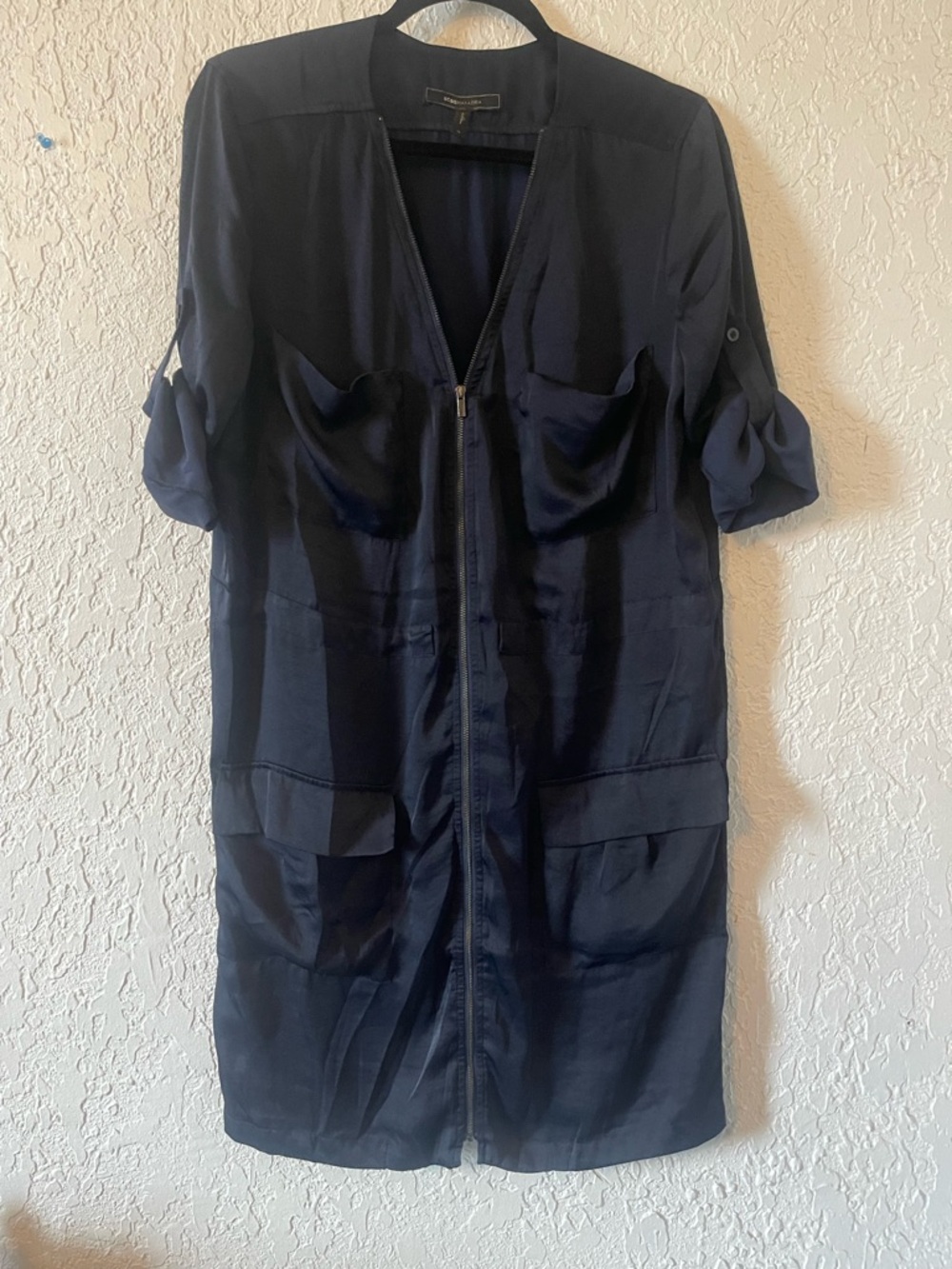 BCBGMaxAzria Navy Zip-Front Dress